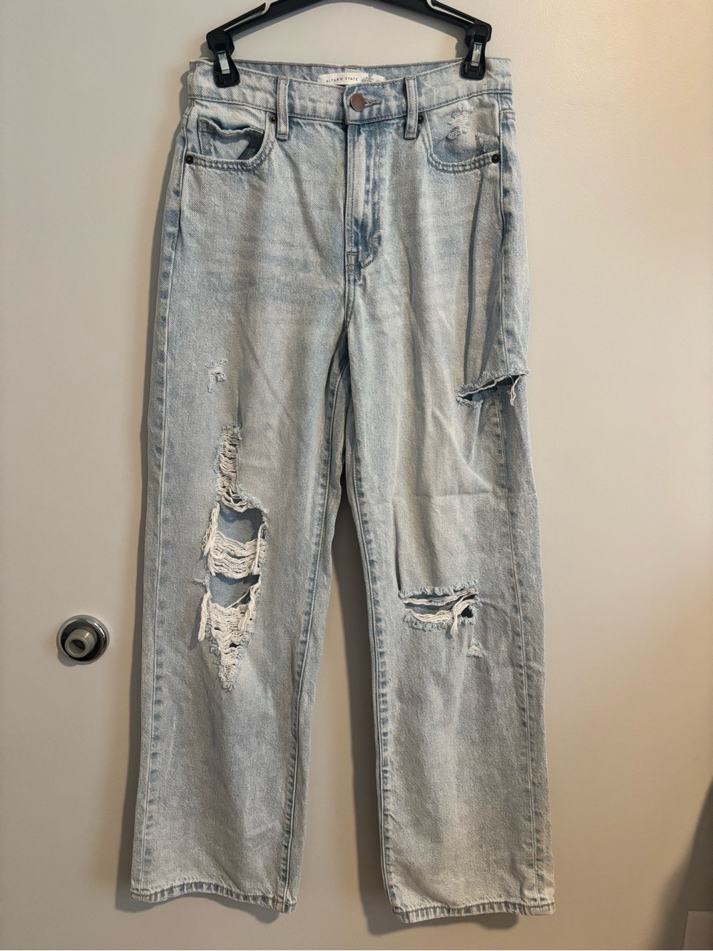 Altar'd State Light Blue Distressed Wide-Leg Jeans